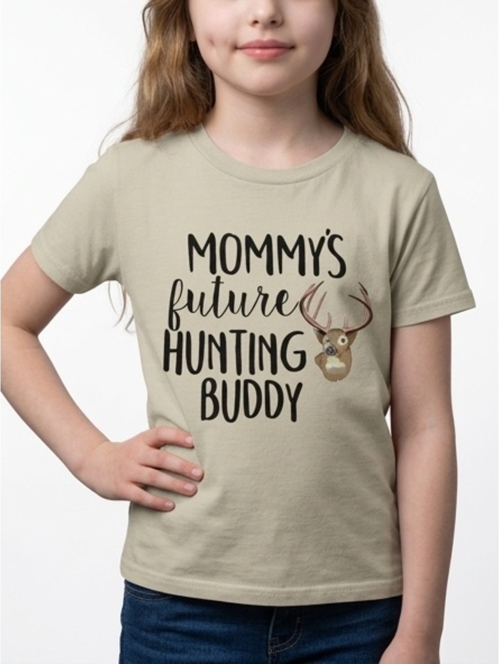 Custom Gender Neutral Unisex Mommy’s Future Hunting Buddy kids youth t shirt